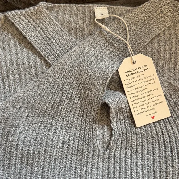 A Classy Chic Boutique Off-the-Shoulder Gray Sweater - Picture 2 of 9